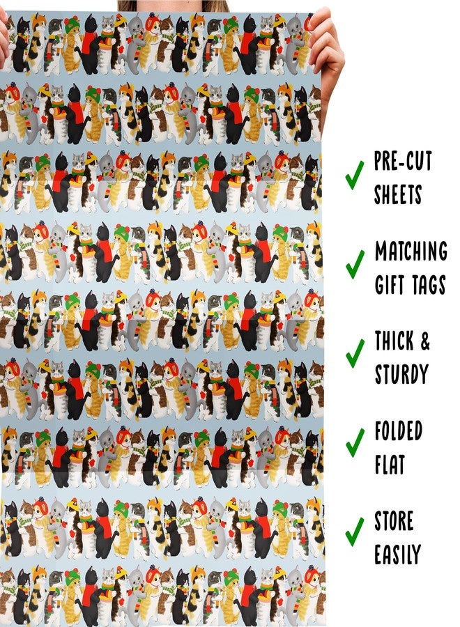 CENTRAL 23 Cat Christmas Wrapping Paper for Girls Boys - 6 Sheets of Gift Wrap For Cat Owners - Thick Xmas Wraps For Men Women - Seasonal - Holiday - Presents for Him Her - Recyclable - Image 5